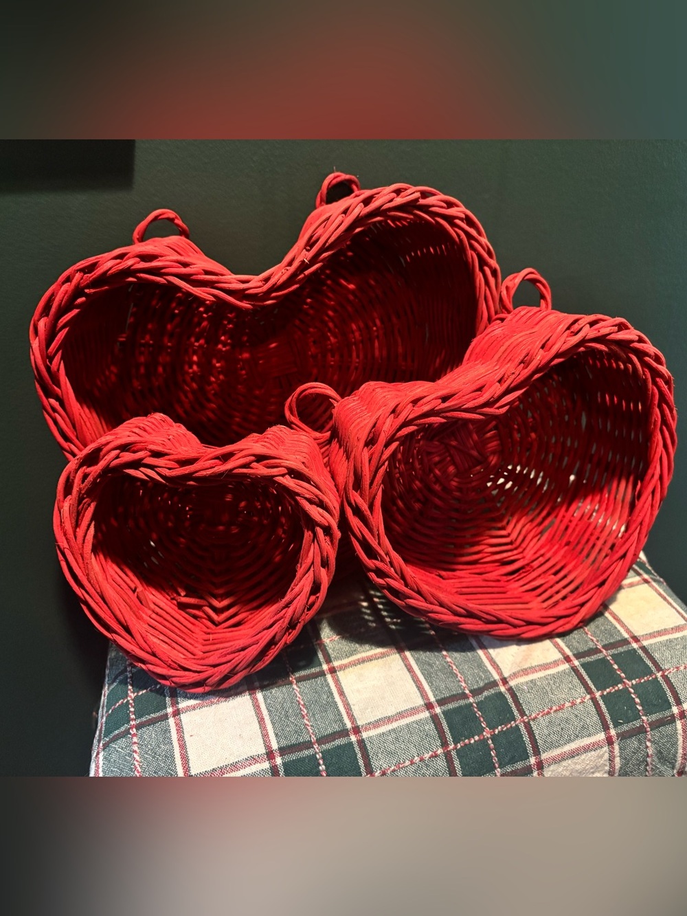 Red Heart Woven Nesting Hanging Basket Set - Home Accents